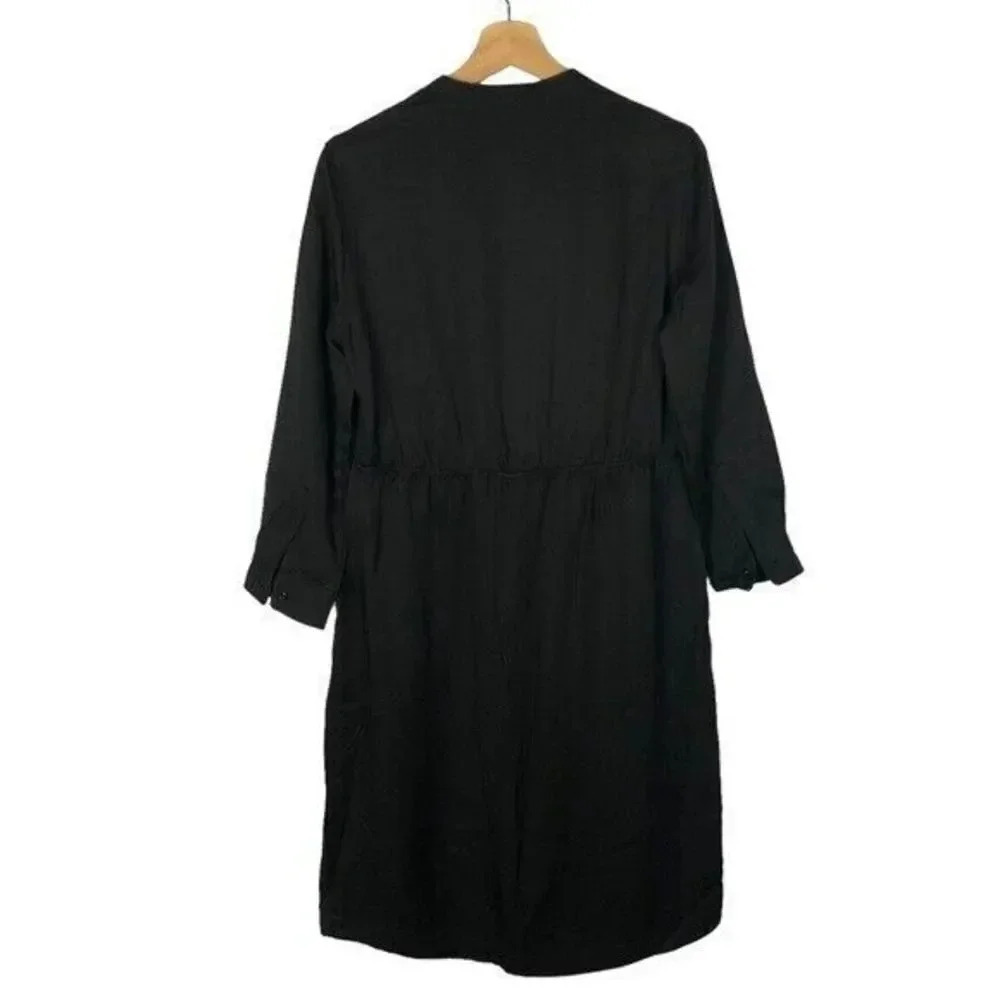 Bridge & Burn Black Split Neck Long Sleeve Midi Dress S — image 2 of 5
